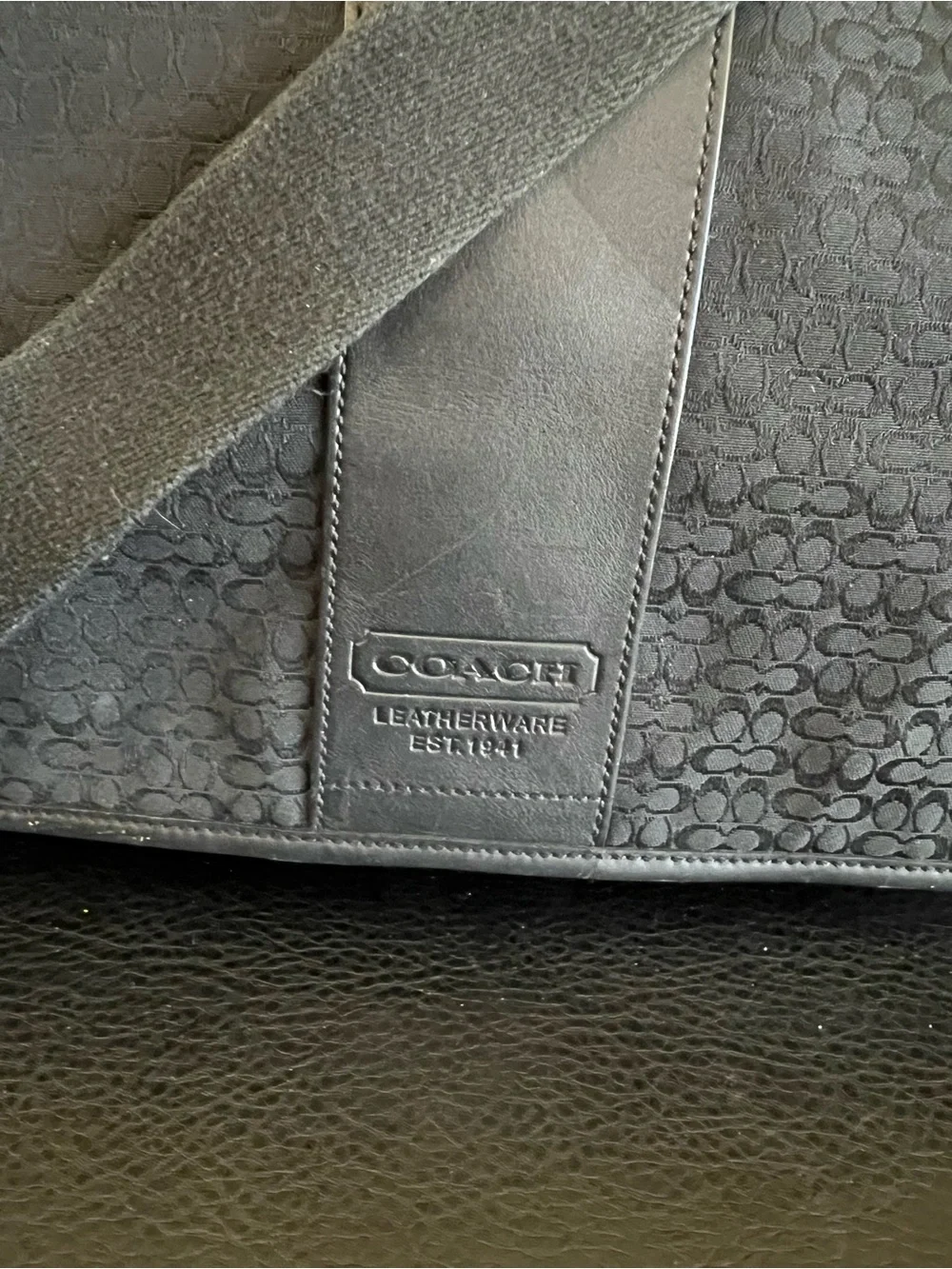 Coach Black Signature Hudson Messenger with Adjustable Strap